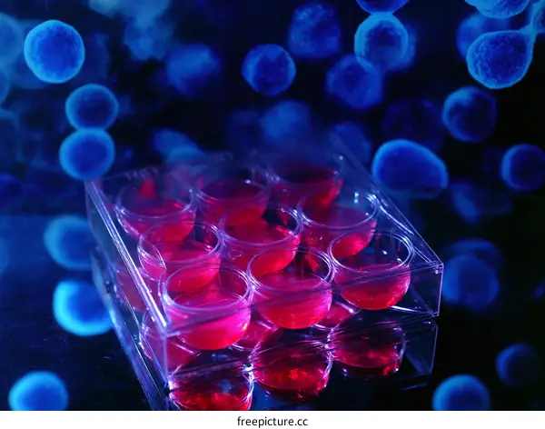 Lab experiment with cell culture plates