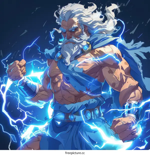 Zeus, the king of gods, is the god of the sky and thunder in Greek mythology.