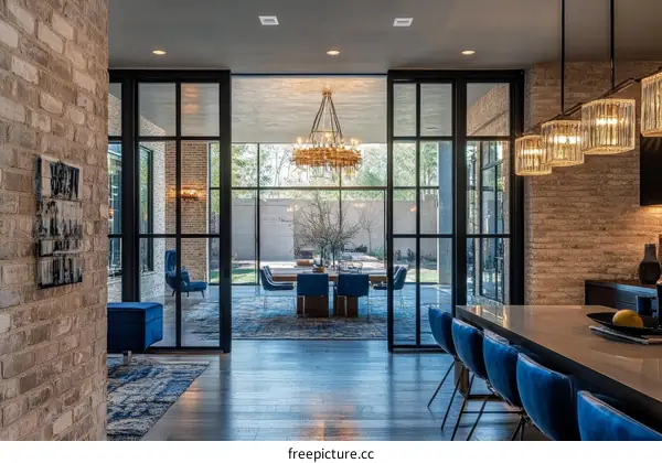 Modern Open-Concept Home Interior with Patio View