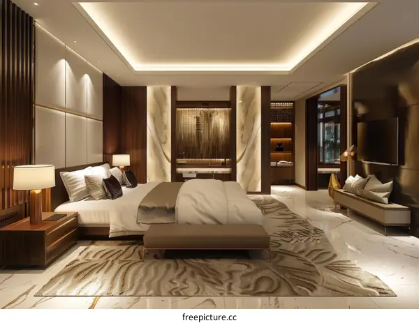 Luxurious Hotel Suite Bedroom with Modern Design