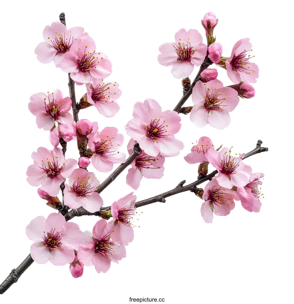 [Transparent Background PNG]Beautiful Pink Blossoms Branch in Spring