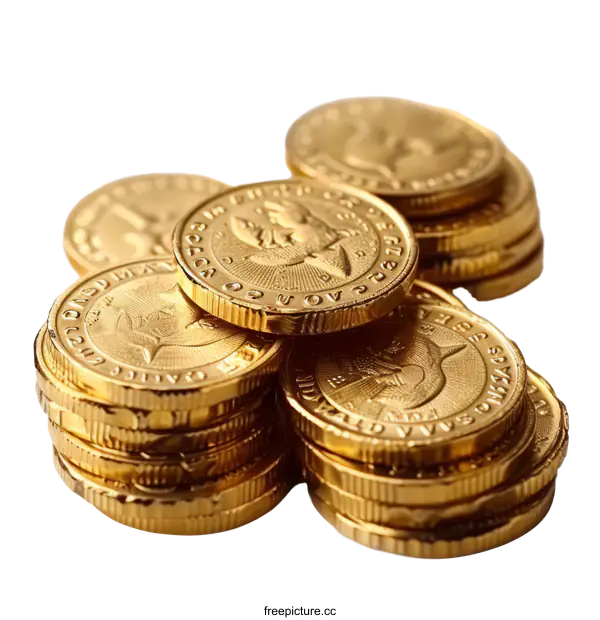 [Transparent Background PNG]Golden Coins: A Symbol of Wealth, Success, and Financial Stability