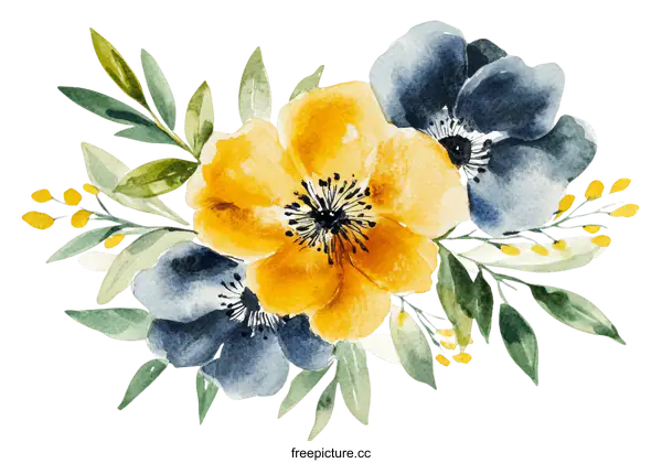 [Transparent Background PNG]Watercolor Floral Bouquet Arrangement