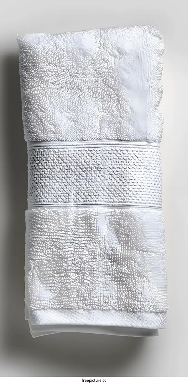 Folded White Towel on a White Background