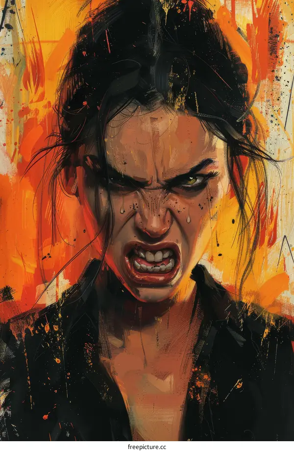 Angry Woman Portrait Digital Painting