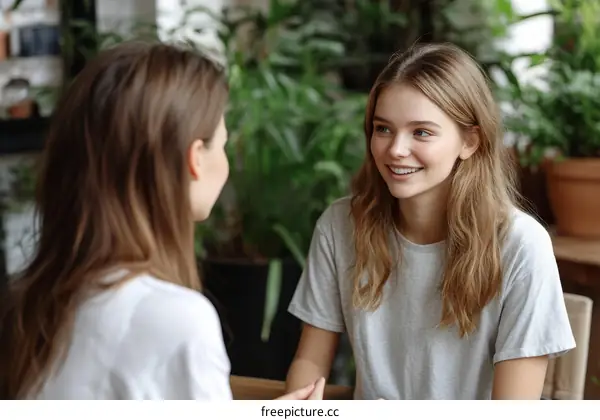 Two Caucasian Women Talking Outdoors