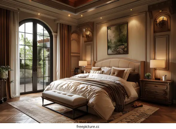 Elegant and Cozy Bedroom Interior Design with French Doors