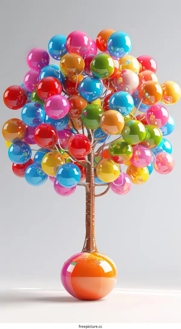 Colorful balloons in the shape of a tree