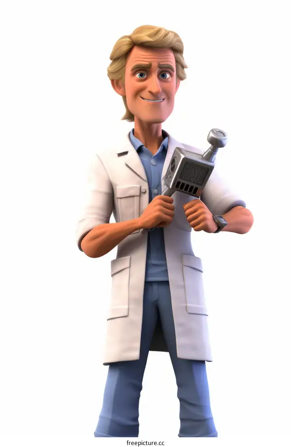Male scientist with video camera