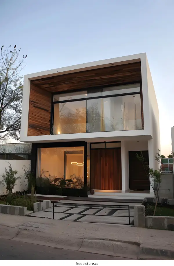 Modern Two Story House with Wood Accents