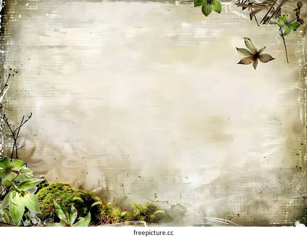 Vintage Floral Design With Green Leaves and Moss