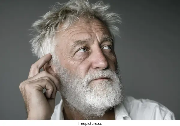 Thoughtful Senior Caucasian Man Portrait