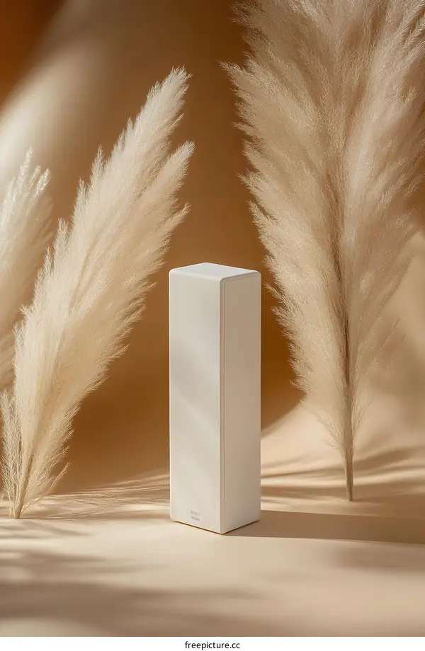 Minimalist Product Display with Pampas Grass