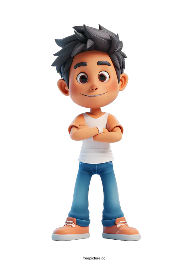 [Transparent Background PNG]3d rendering of a cute cartoon boy