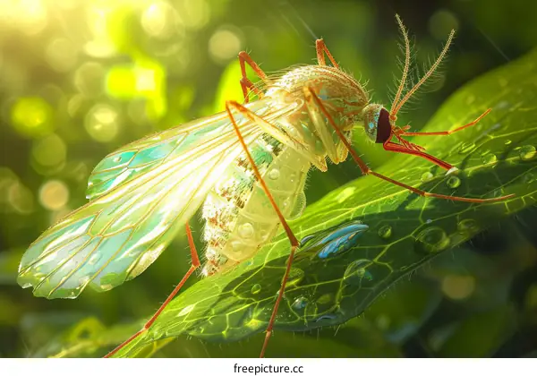 Aedes Aegypti Mosquito on a Leaf