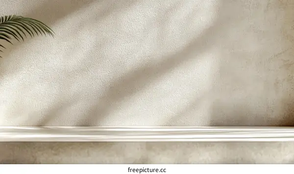 Beige Minimalist Display Shelf with Sunlight