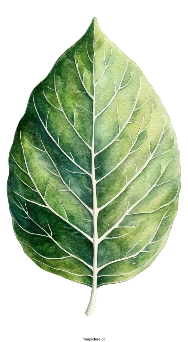 [Transparent Background PNG]Detailed Watercolor Painting of a Leaf