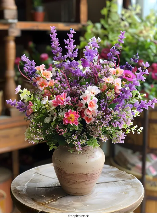 Beautiful Purple and Pink Flowers in a Vase