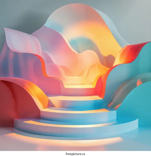 Colorful Abstract Stage with Waves and Light