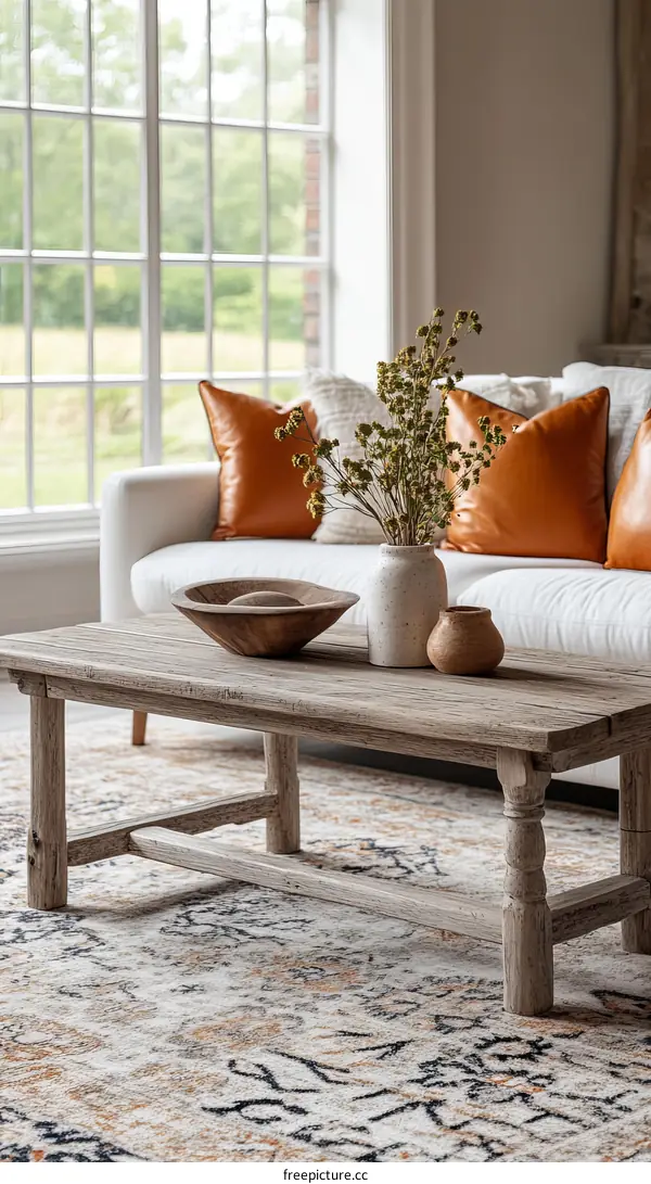 Rustic Living Room Coffee Table Setting