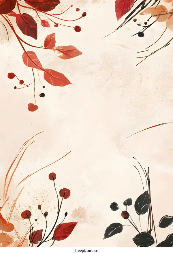 Autumn Leaves on a Beige Background