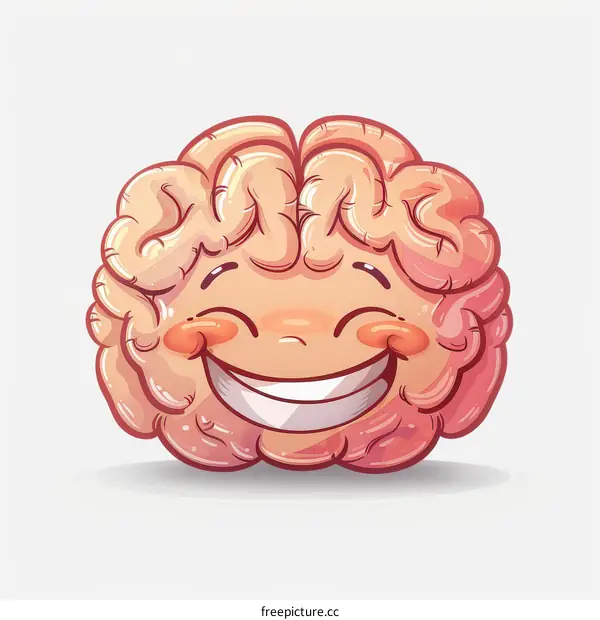 Smiling Cartoon Brain: A Happy Mascot