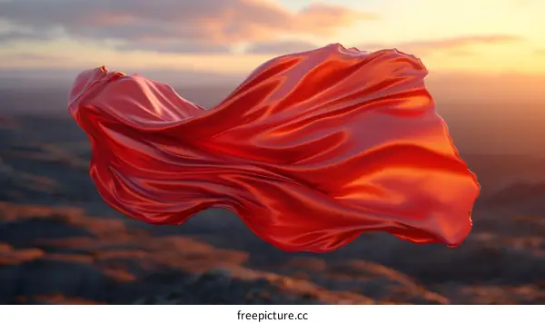 Red silk fluttering in the wind
