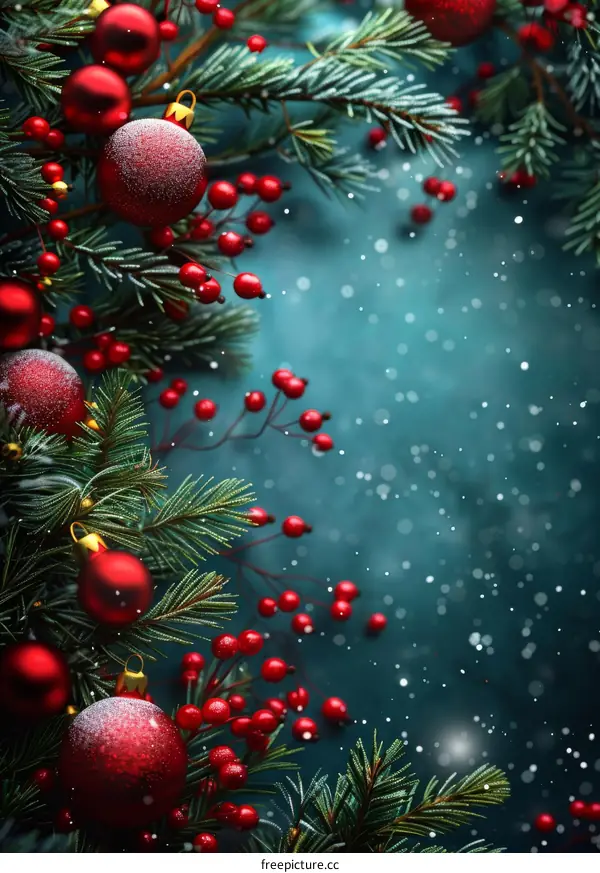 Christmas Decoration Festive Background with Fir Tree