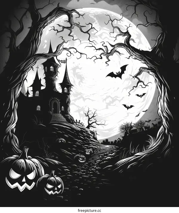 A Haunted House Illustration for Halloween