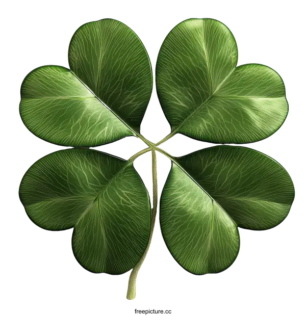 [Transparent Background PNG]Four-Leaf Clover Close-up Illustration