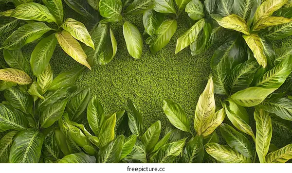 Tropical Lush Green Leaves Background Image
