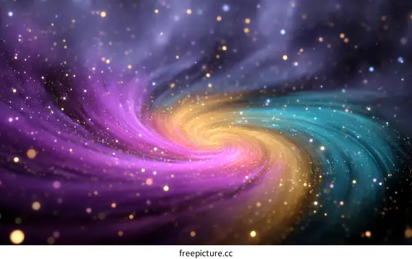 Abstract Spiral Galaxy Illustration with Sparkling Dust