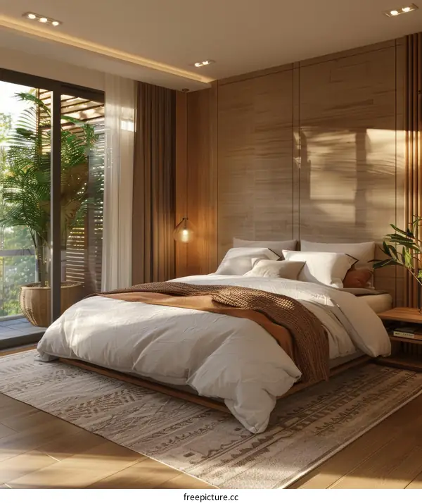 Modern Bedroom Interior Design with Wooden Walls