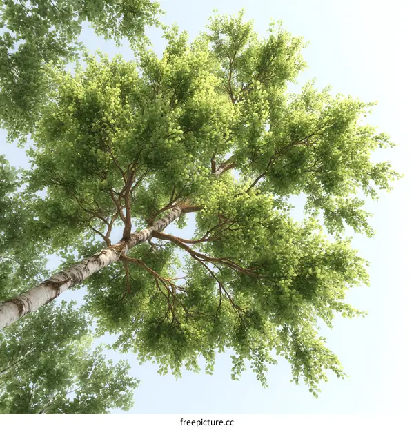 Lush Green Tree Canopy Against a Pale Sky