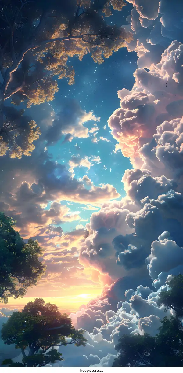 The sea of clouds under the sunset