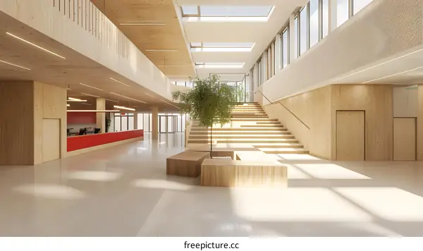 Modern Minimalist Architecture Design With Natural Wood Interior And Sunlight