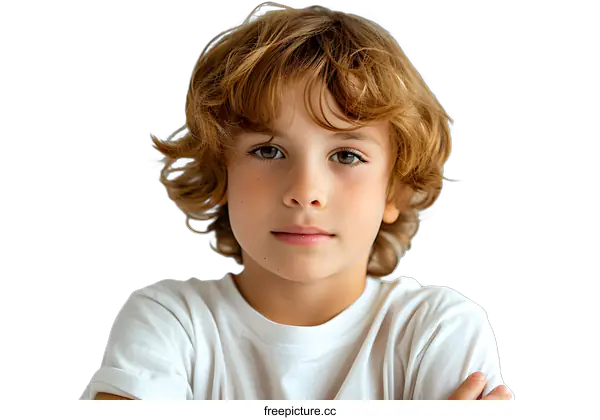 [Transparent Background PNG]Portrait of a boy with red hair and freckles