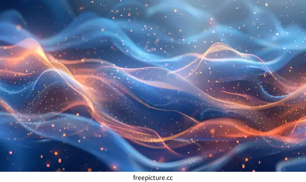 Geometric Blue Orange Silk Waves Illustration