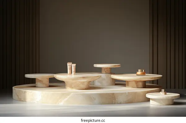 Beige Marble Display Platforms for Products