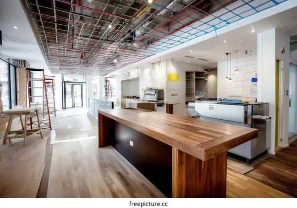 Modern Cafe Under Construction Interior Design