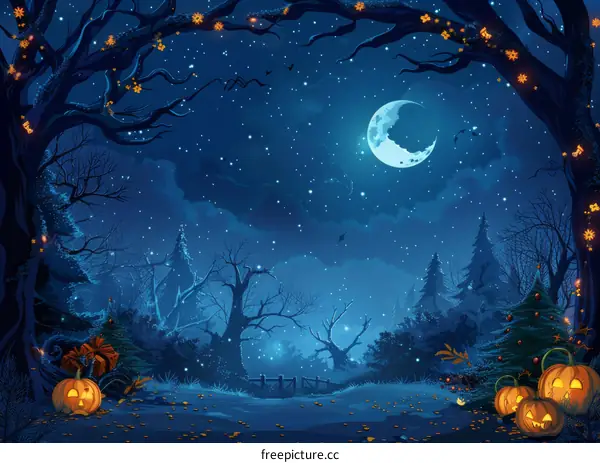 fantasy forest night scene