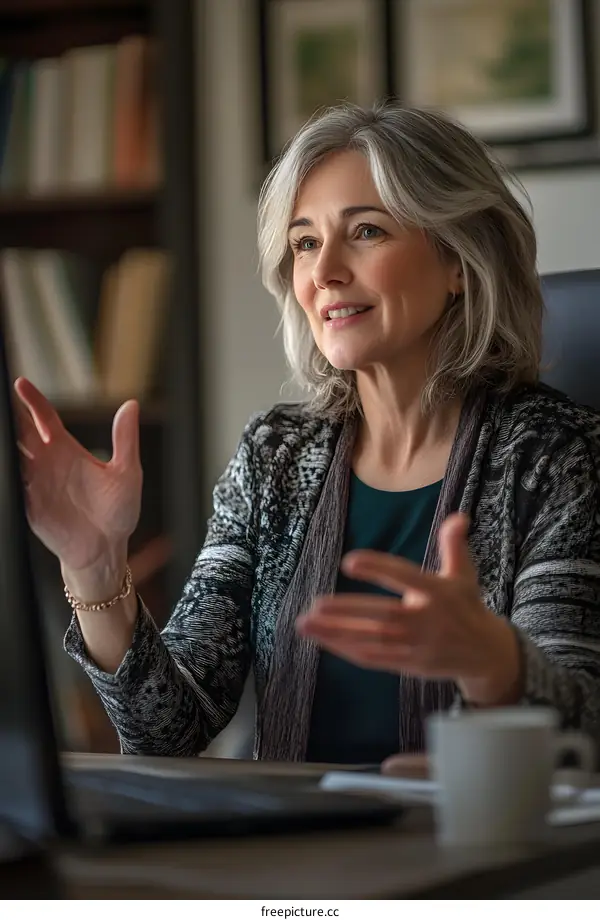 Smiling Woman in Video Conference