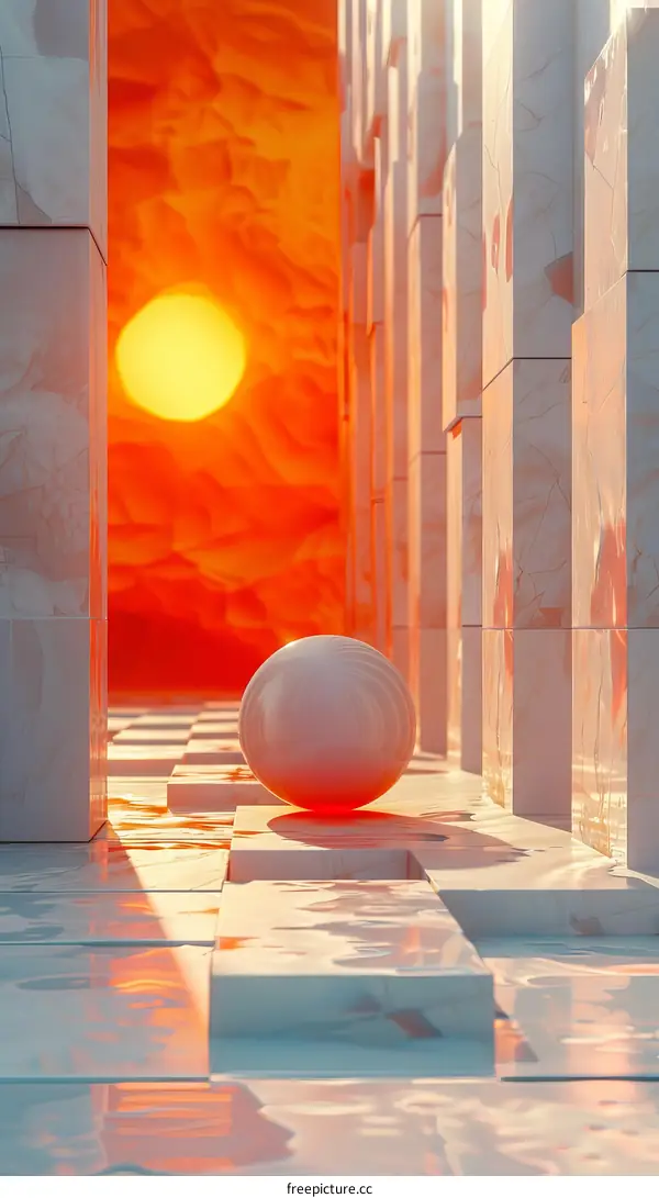 Abstract Geometric Sunset Scene