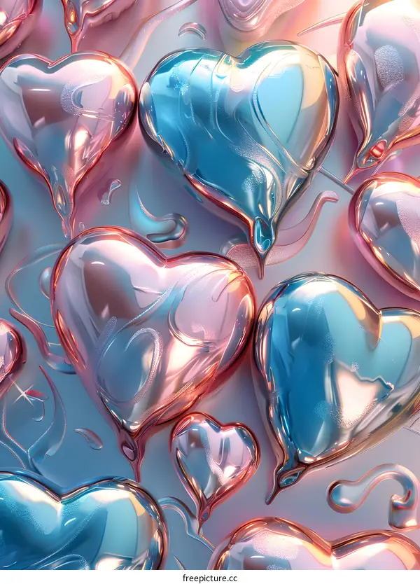 Colorful heart-shaped balloons