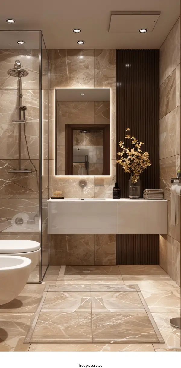 Modern Luxury Bathroom Design with Elegant Tiles