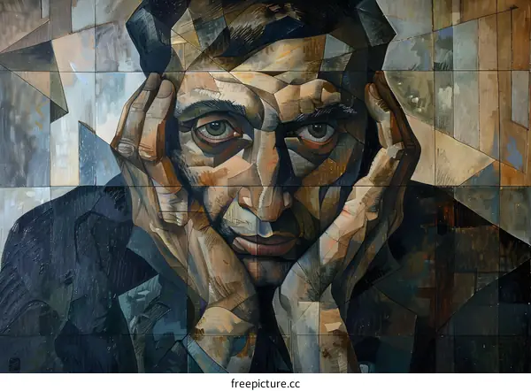 Portrait of a man with hands on head