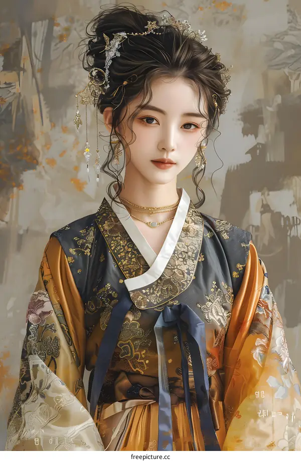 Portrait of a young woman in traditional Korean dress