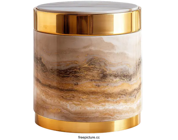 [Transparent Background PNG]Elegant Gold Accented Marble Storage Jar