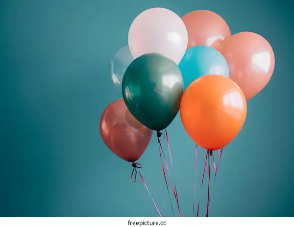 Colorful Balloons on a Teal Background