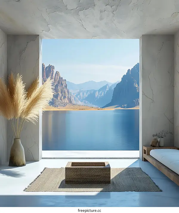 Minimalist Interior Design with Mountain View